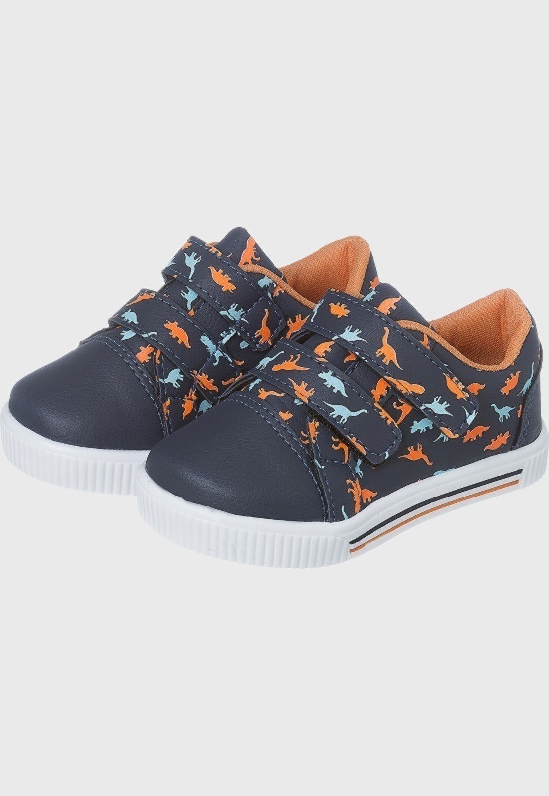Infantil – Tênis Masculino Escolar Dinossauro Marinho Laranja tep