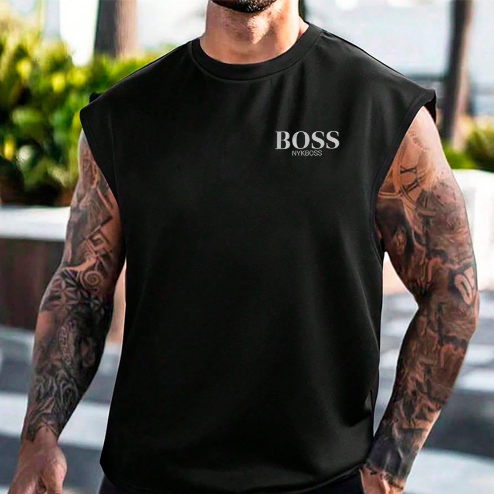 Camiseta Regata Machão Boss Fashion Streetwear Tendência Preto