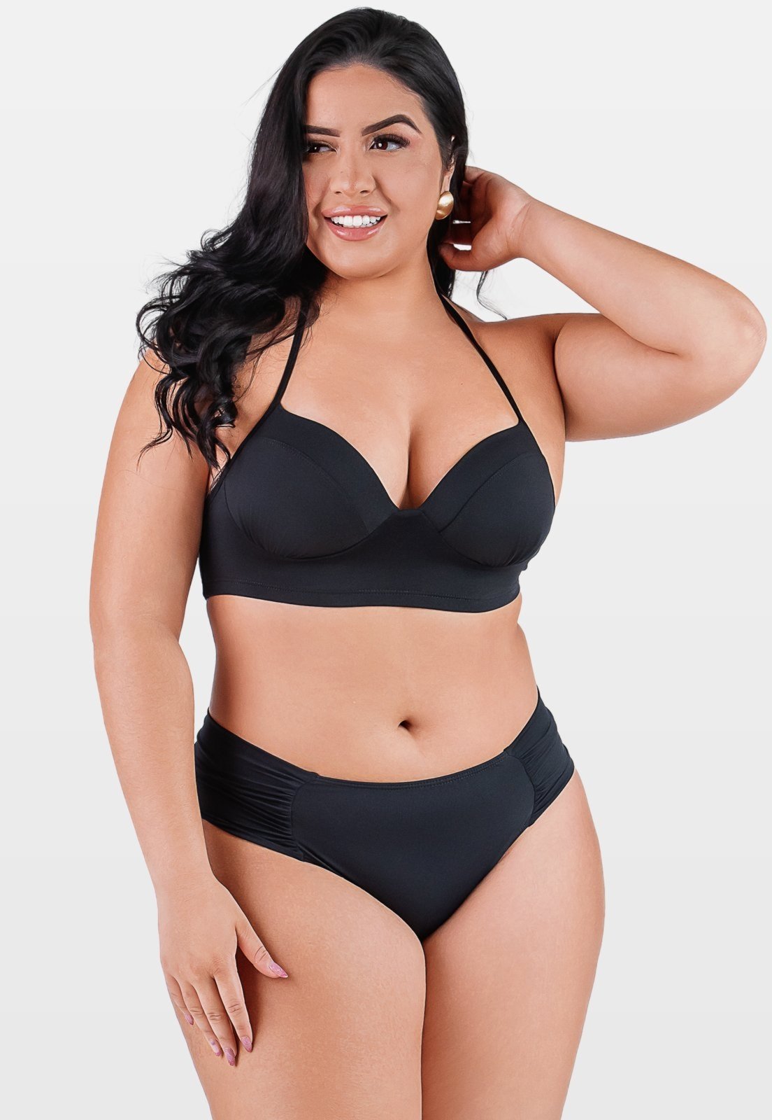 Biquíni Summer Soul Meia Taça Com Bojo Plus Size Preto