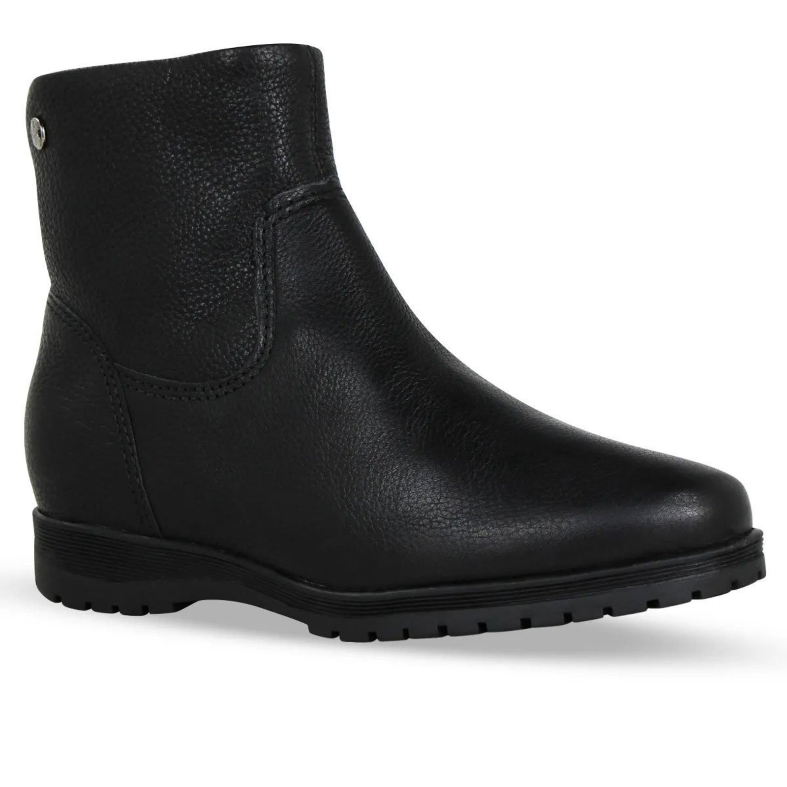 Bota Feminina Bottero Couro Cano Baixo Couro Tratorada - Preto