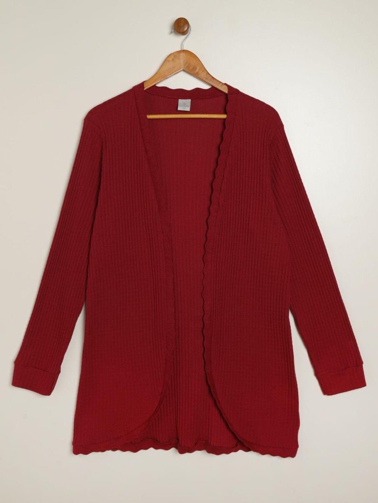 Cardigan Canelado Plus Size Feminino VINHO