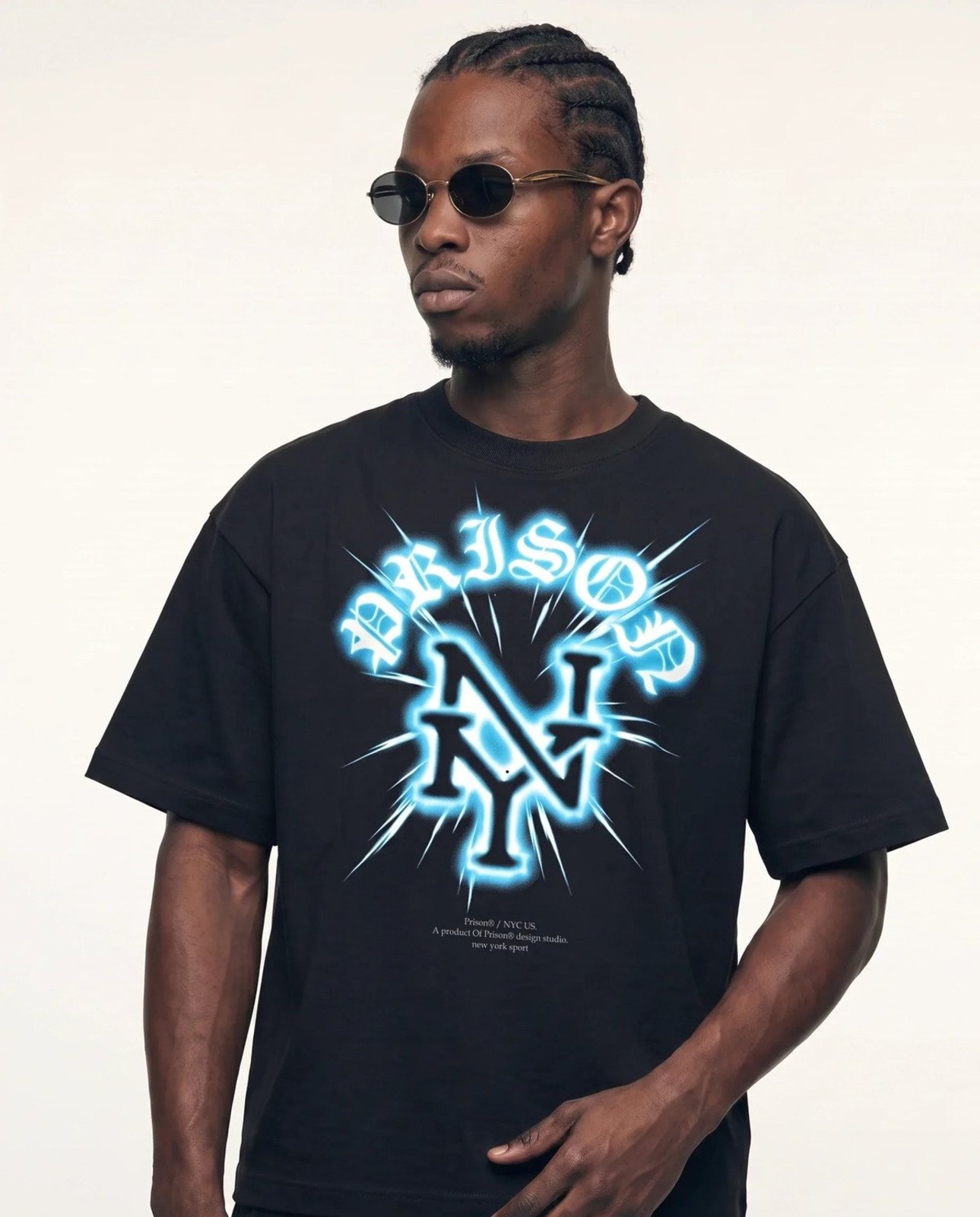 Camiseta Oversized New York Glow Preta Preto