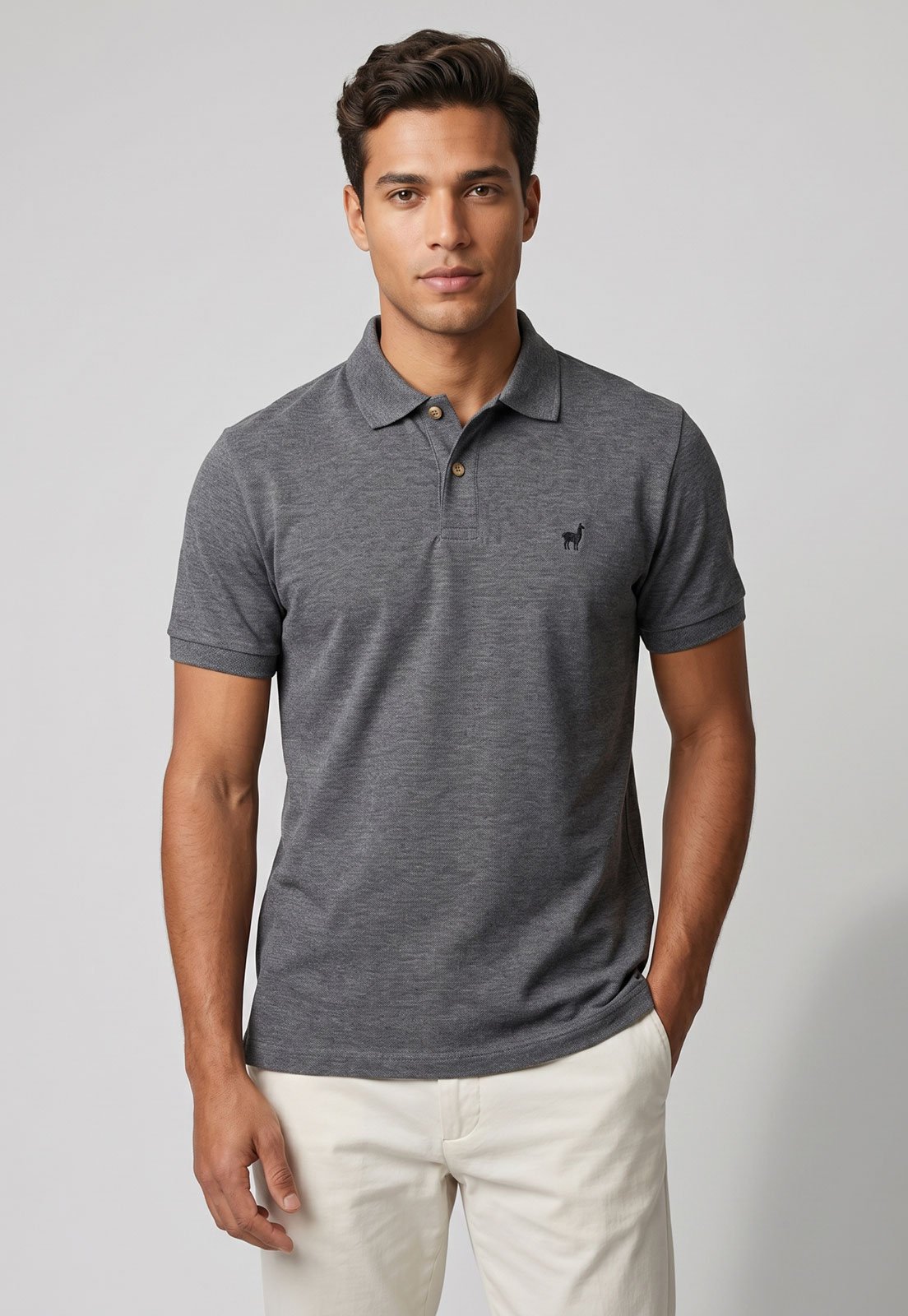 Camiseta Polo Masculina Zapälla Piquet Mescla Cinza Mescla