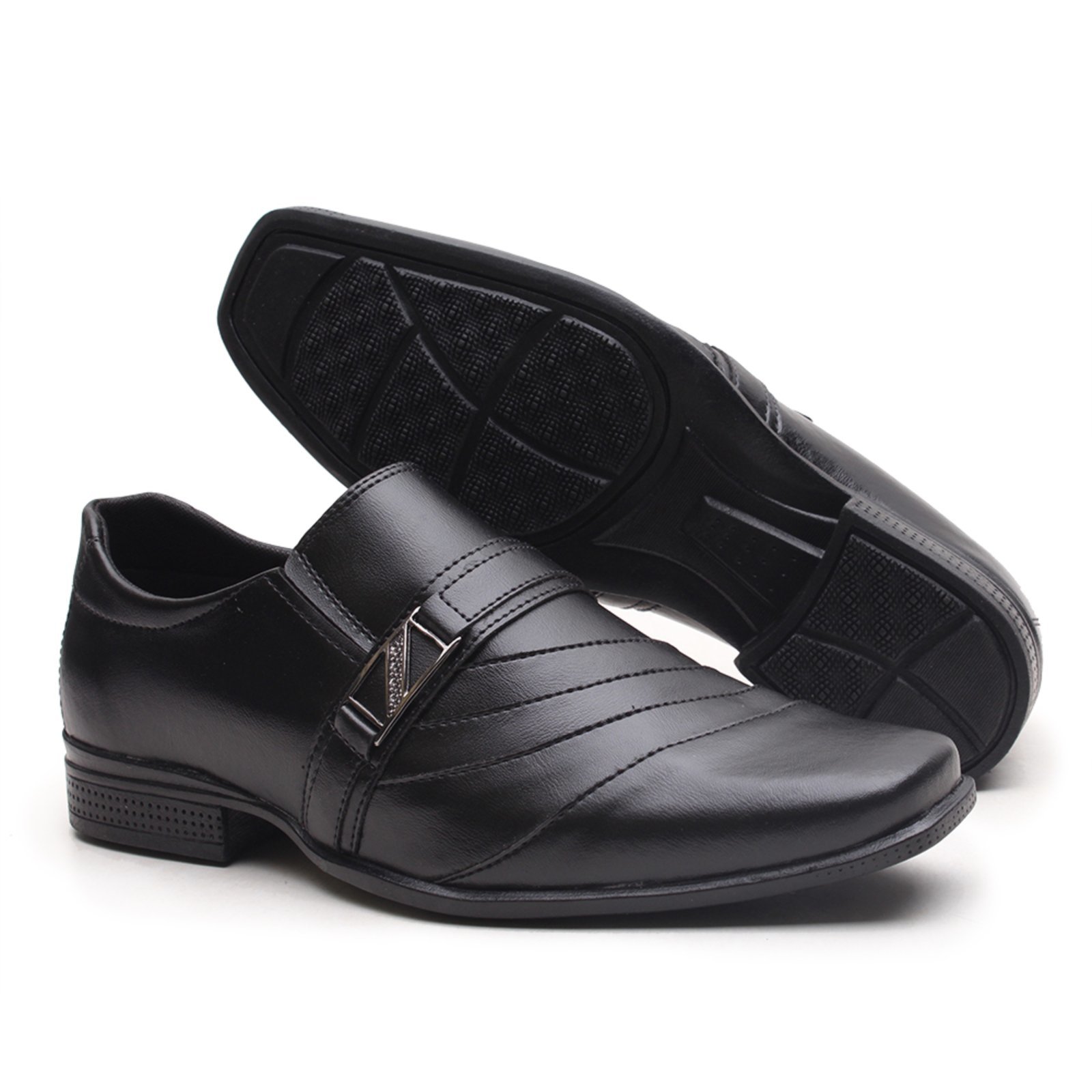 Vista 3 Sapato Social Masculino Com Metal Lateral Miletto preto Miletto preto