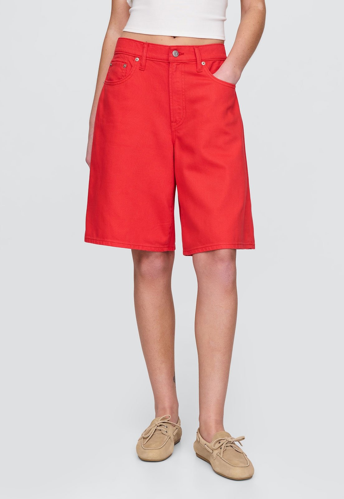 Bermuda Jeans GAP Reta Pocket Vermelha