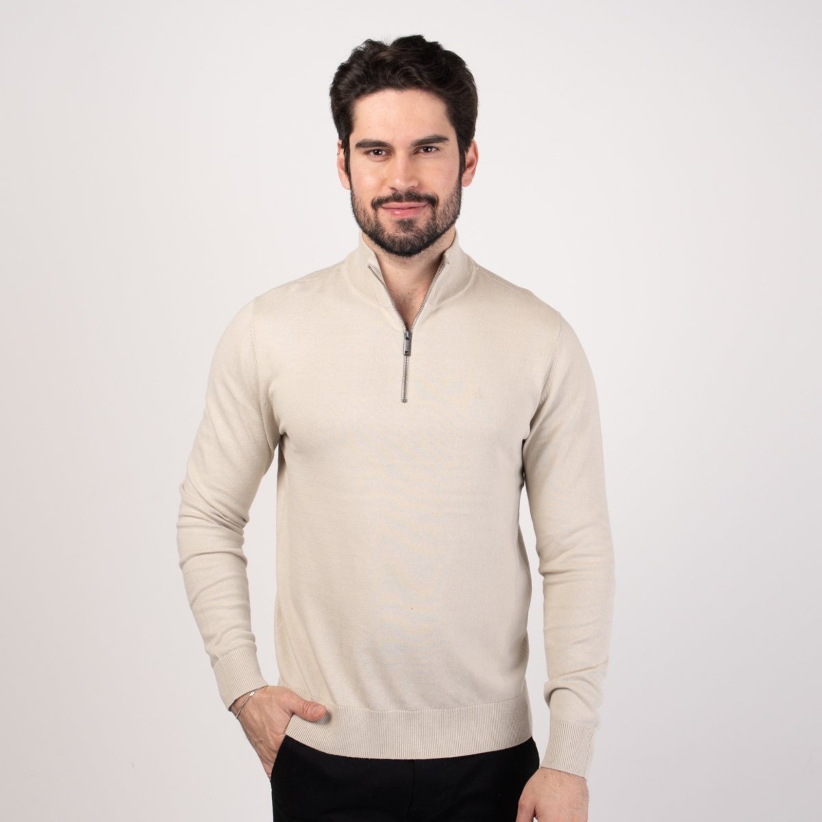 Suéter Calvin Klein Tricot Zíper Khaki