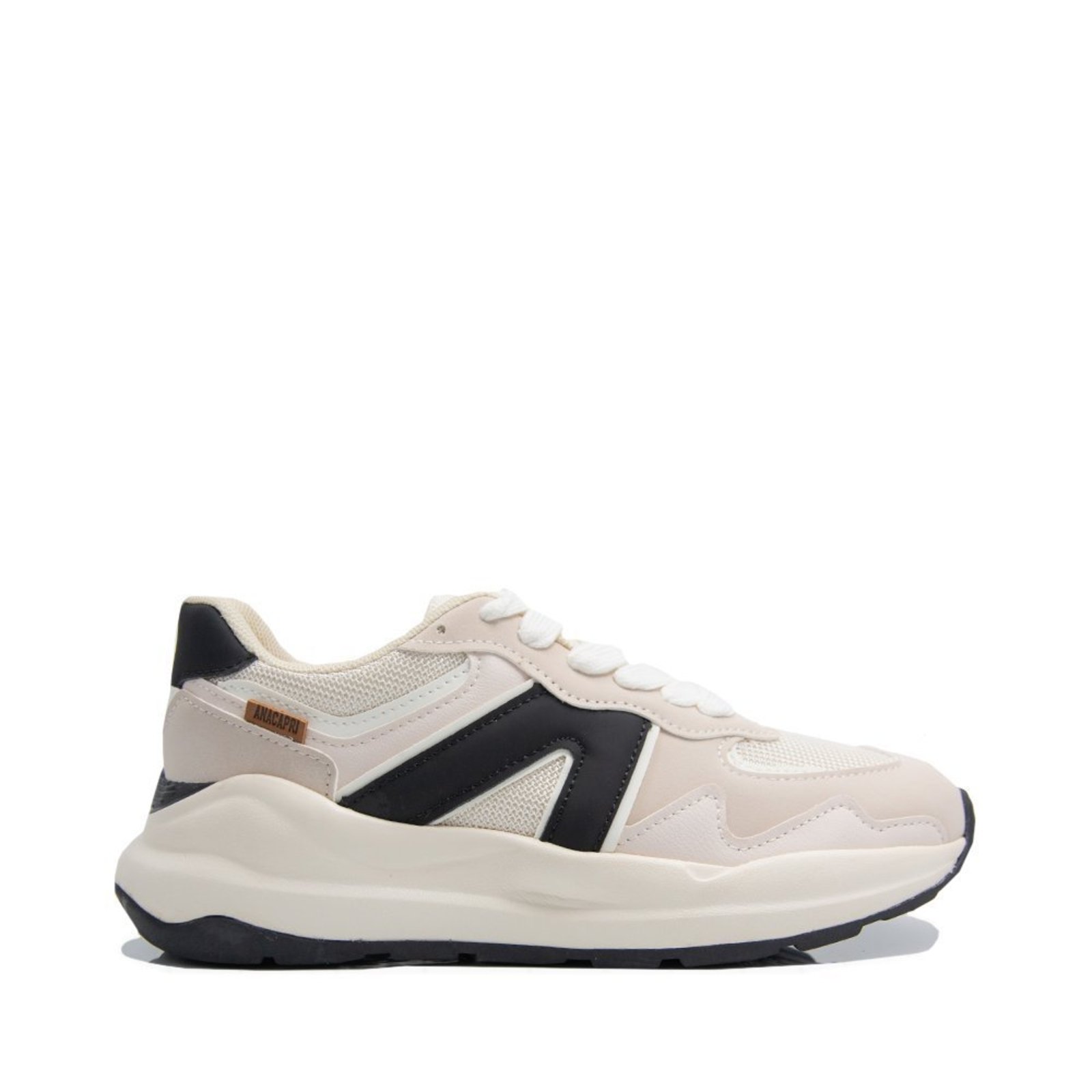 Tenis Anacapri Sporty Mia Bege e Preto Anacapri Off-white