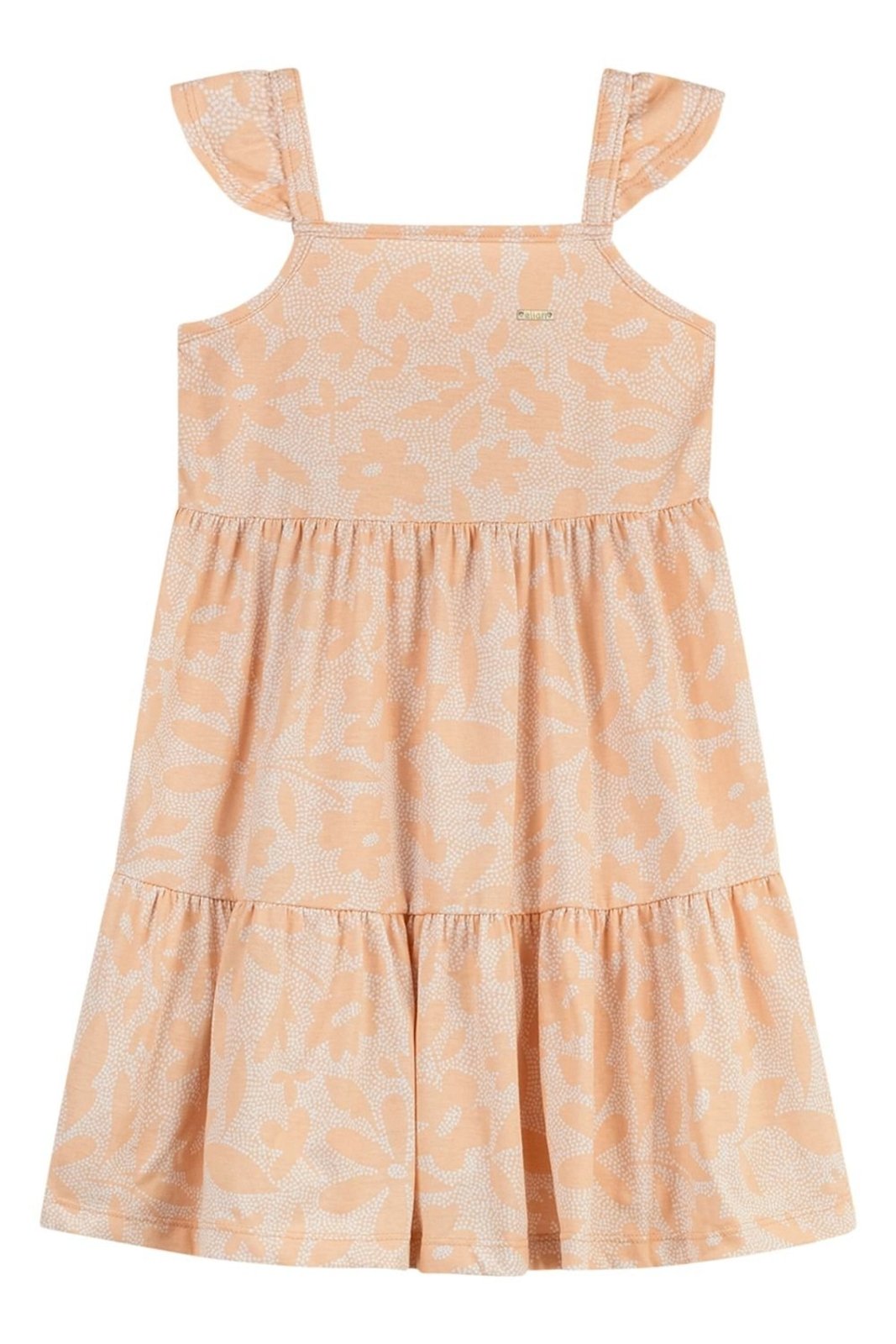 Infantil - Vestido Menina Pontilhismo Floral Elian Bege