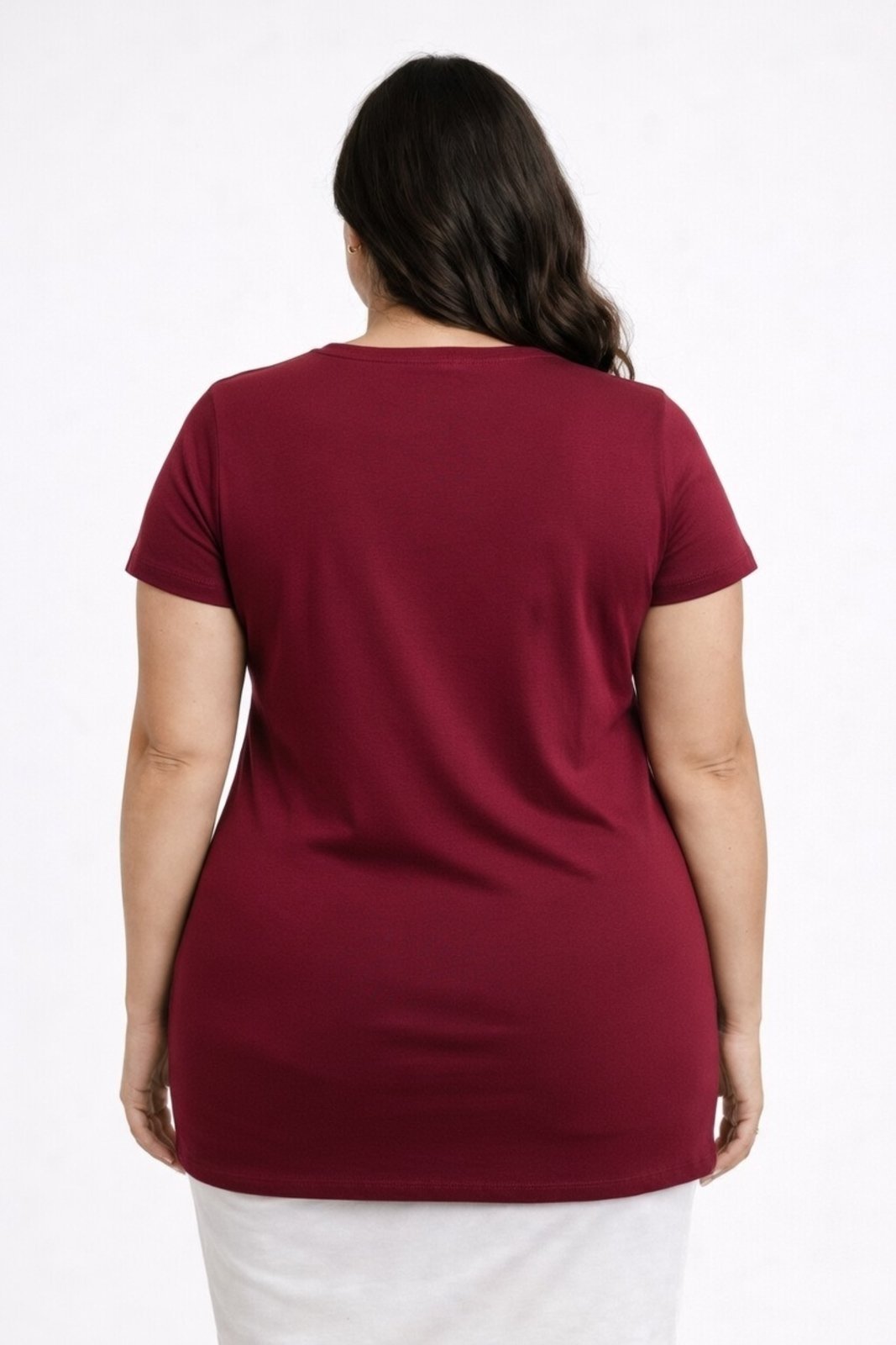 Vista 3 Camisa Baby Look D Bell Outlet Fashion Plus Size vinho D BELL OUTLET FASHION vinho