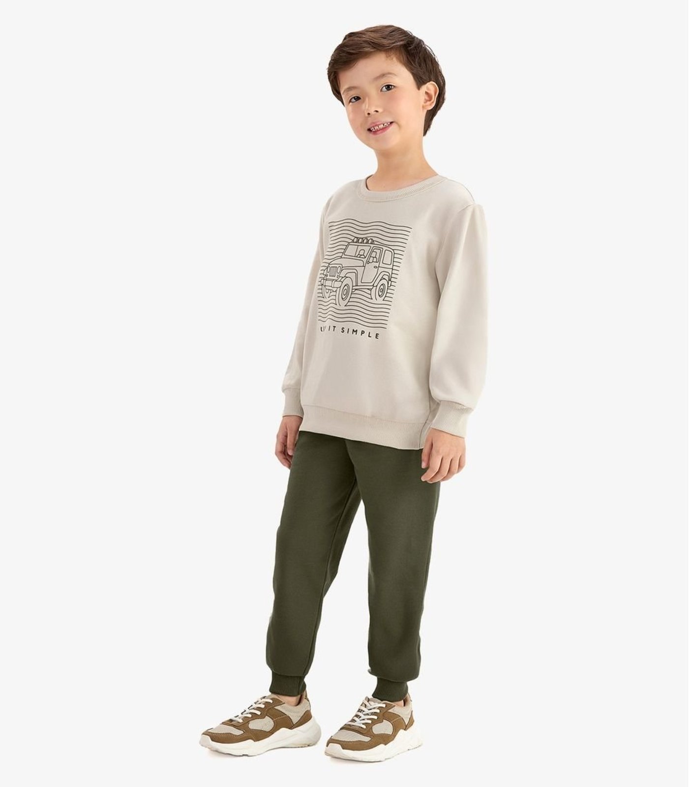 Infantil - Conjunto Blusão e Calça Moletom Sarjado Rovi Bege