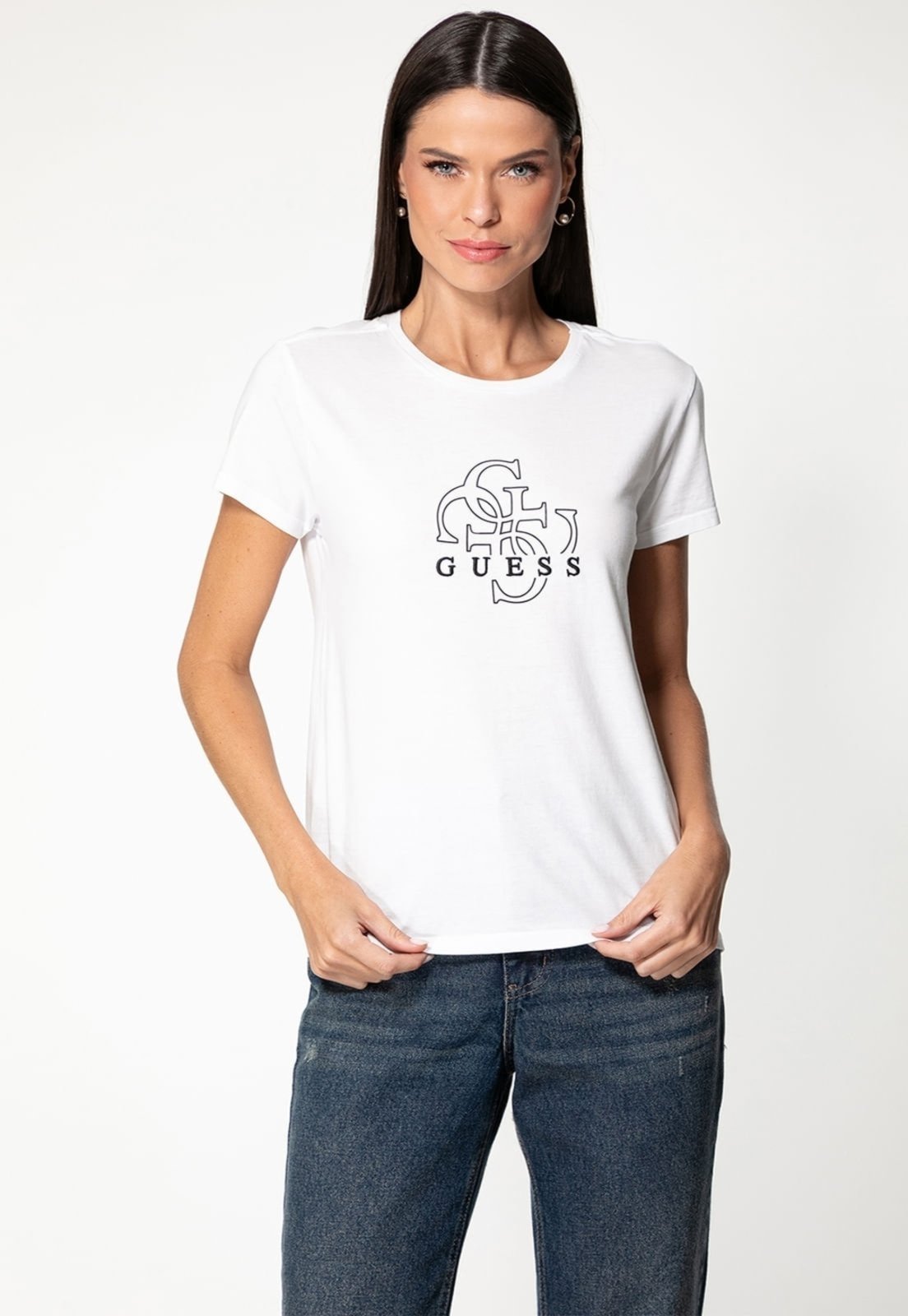 Camiseta Guess 4G Relevo Branco