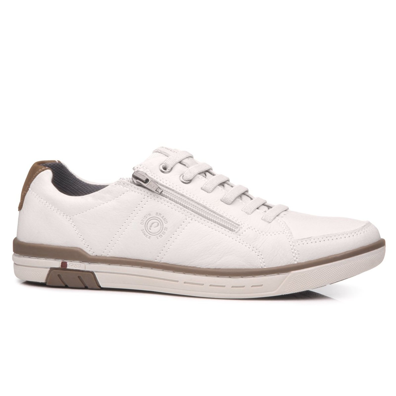 Sapatênis Pegada Masculino Couro Zíper Lateral 119313 Milk