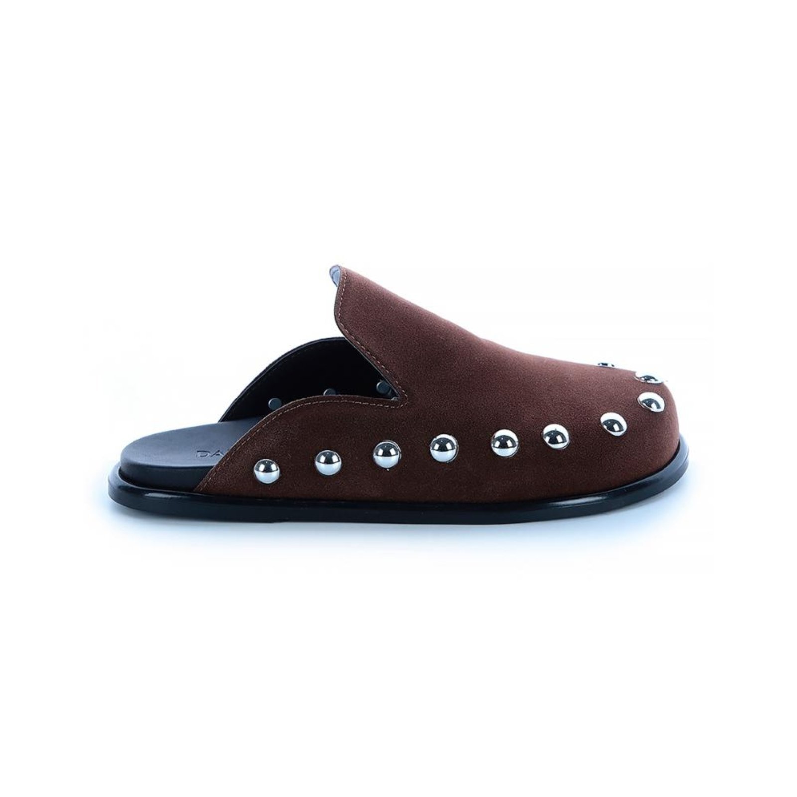 Clog Mule Rebeca Camurça Marrom com Aplicações Marrom