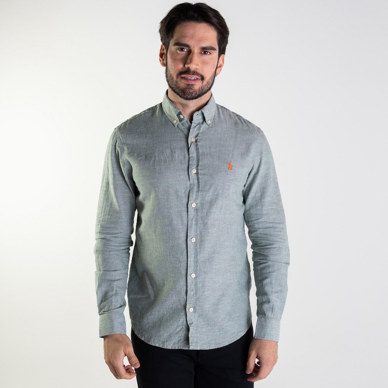 Camisa RL Linho Custom Fit Verde
