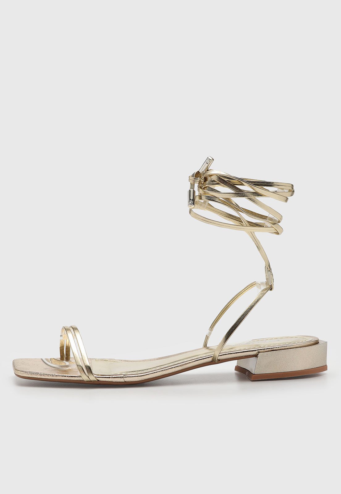 Vista 2 Sandália Feminina Santa Lolla Tiras Salto Bloco Dourada dourado Santa Lolla dourado
