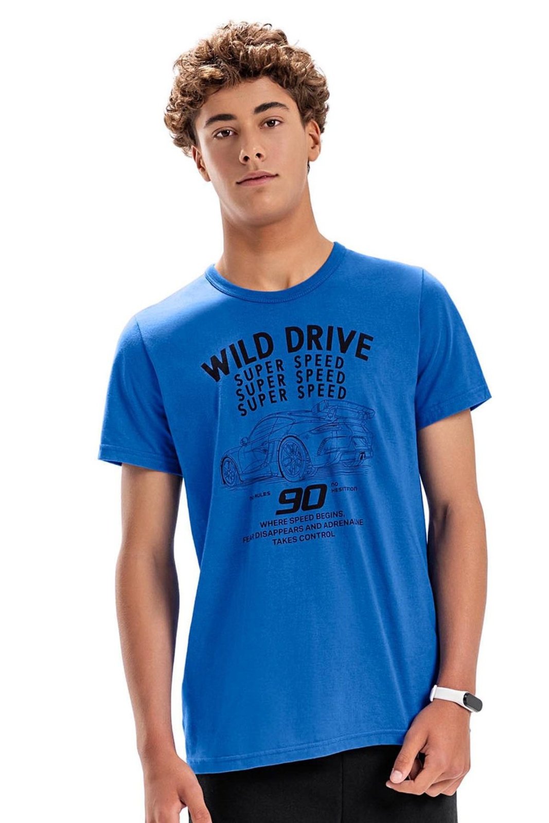 Infantil - Camiseta Juvenil Menino Wild Drive Elian Beats Azul