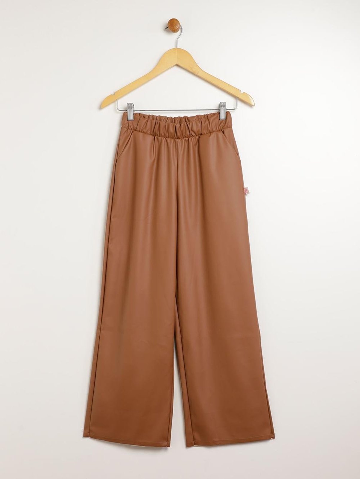 Infantil - Calça Wide Leg Juvenil Para Menina - MARROM