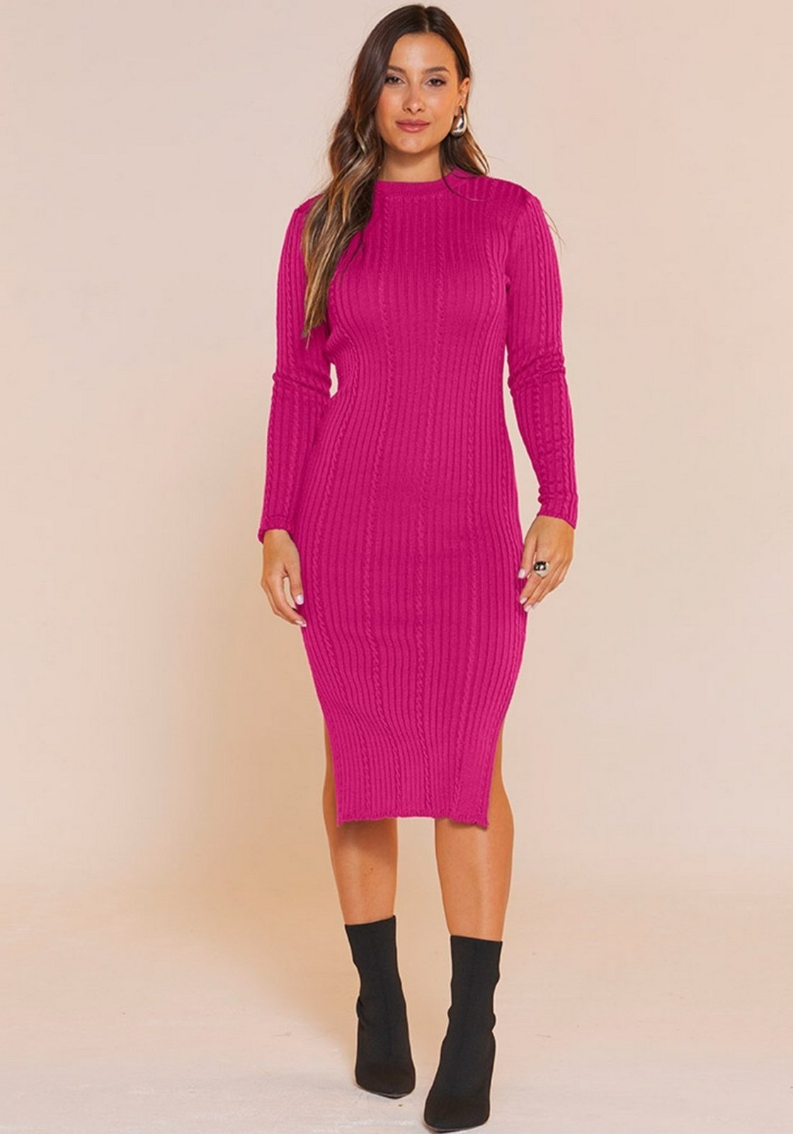 Vestido Rudély Tricô Canelado Rosé