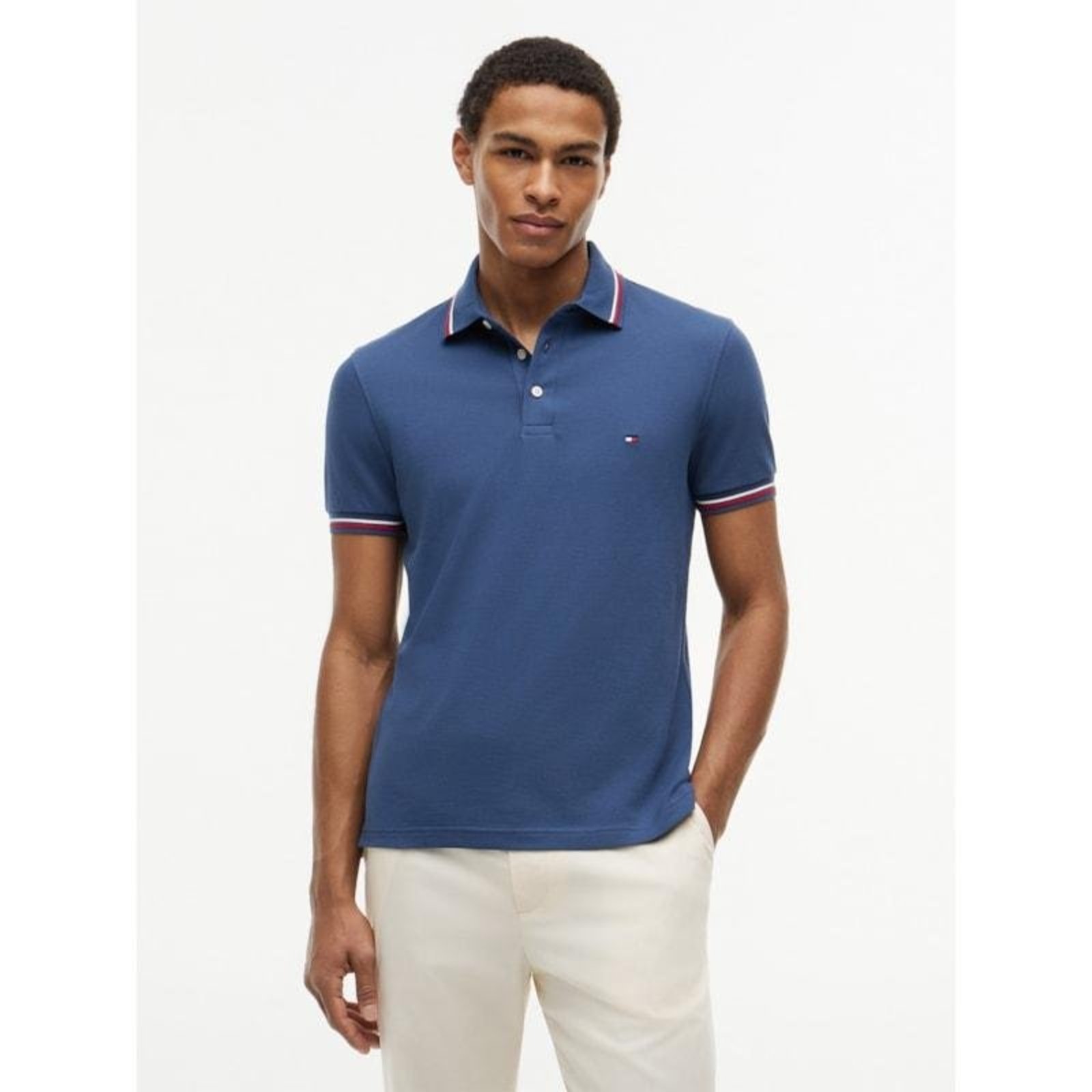 Polo Tipped Slim Fit Azul