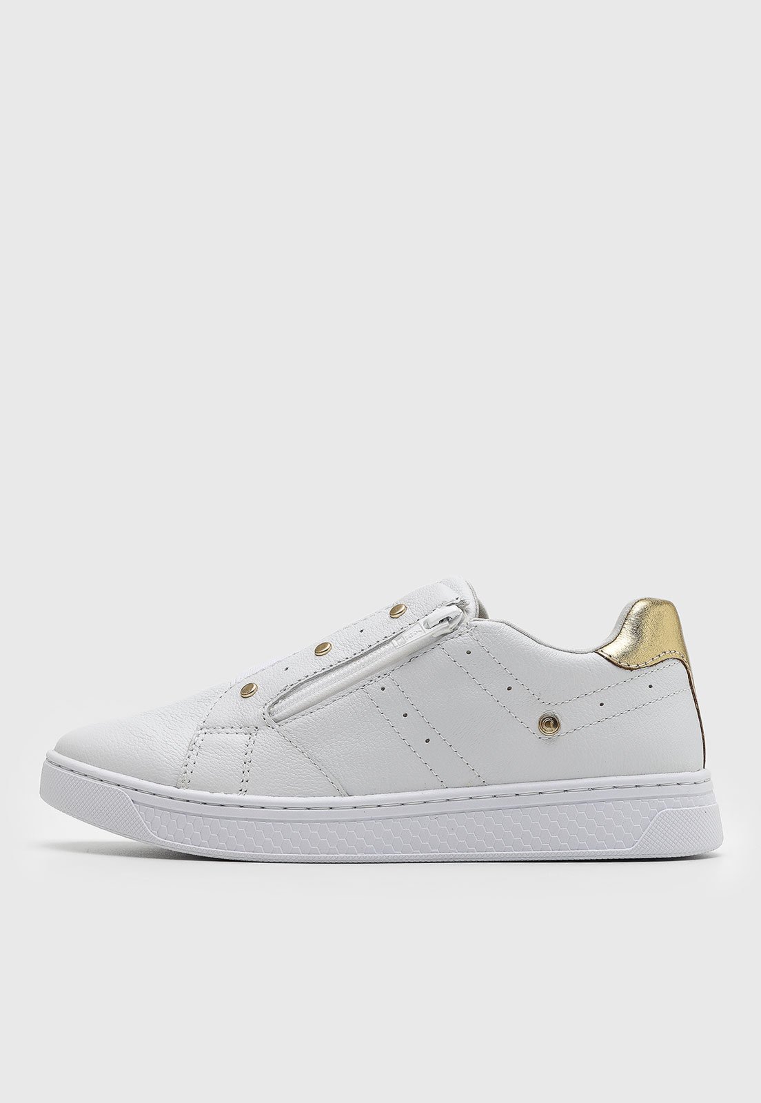 Tênis Feminino Comfortflex Detalhes Dourados Branco