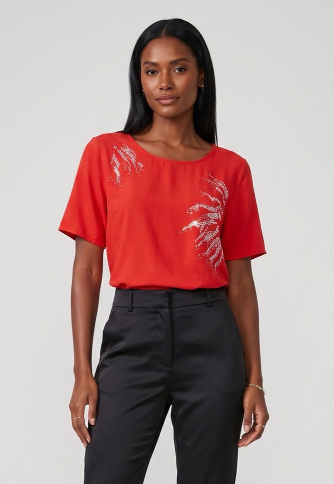 Blusa Feminina Lez a Lez Decote Redondo Vermelha