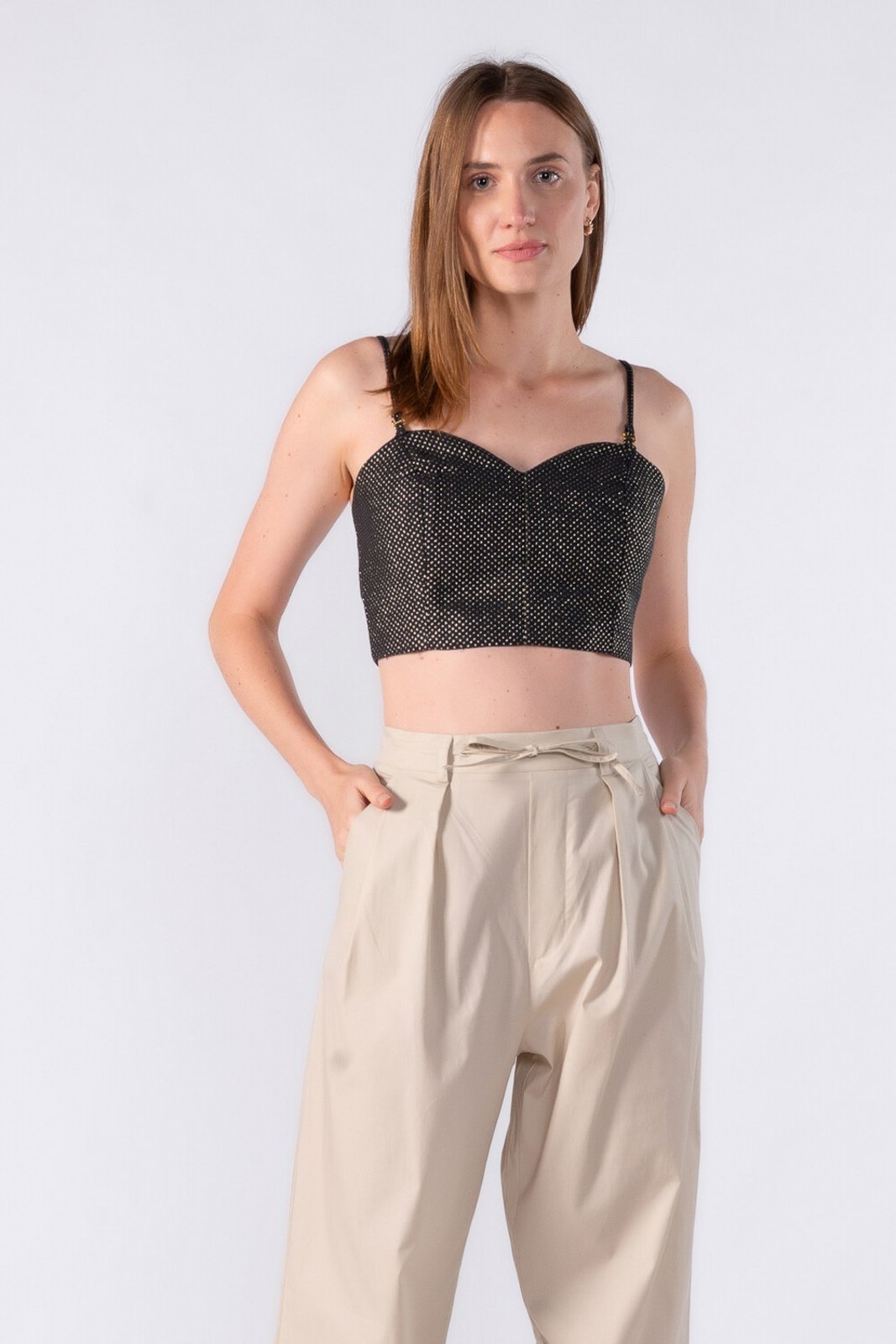 Top cropped alca fina removivel Preto