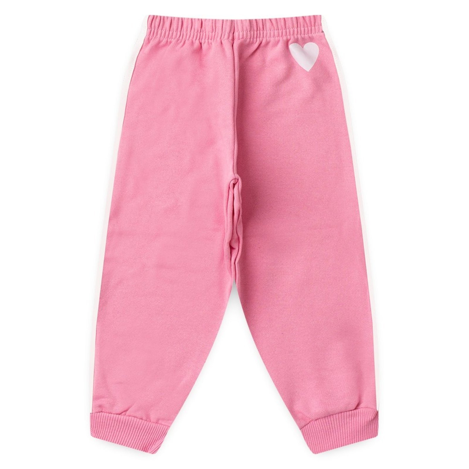 Infantil - Calça Inverno Menina Rosa em Moletom com Friso Sobreposto Coração