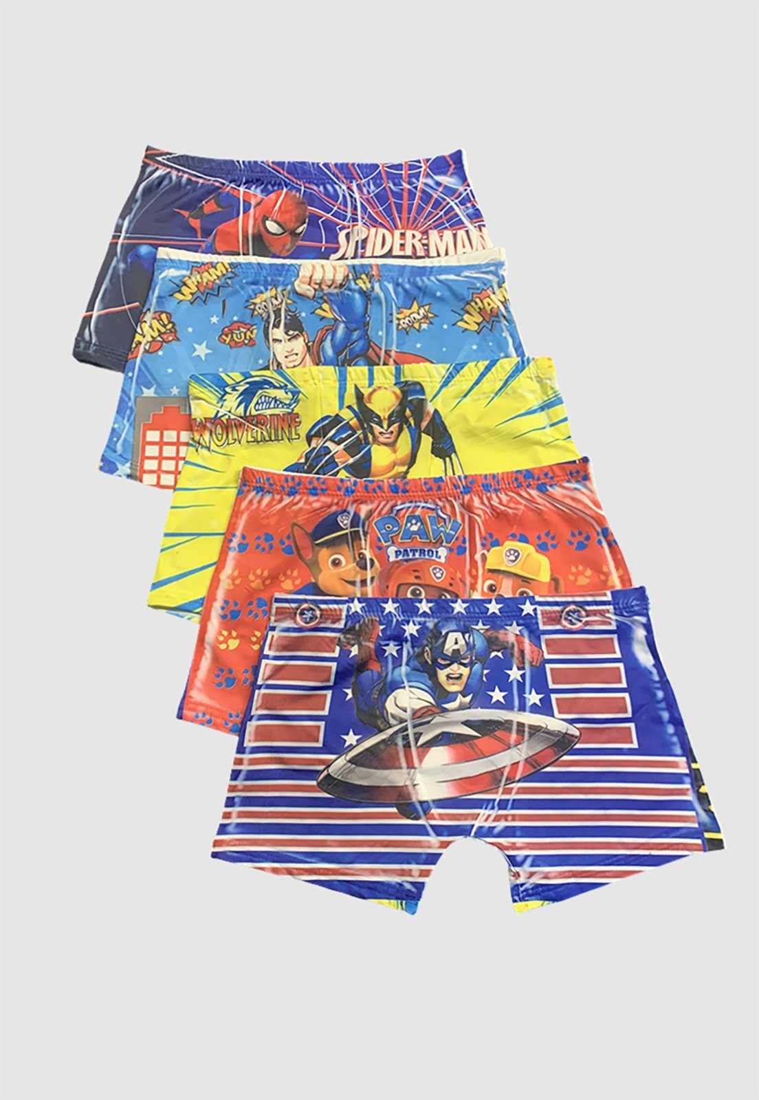 Kit 5 Cueca Box Boxer Fristyle Personagens