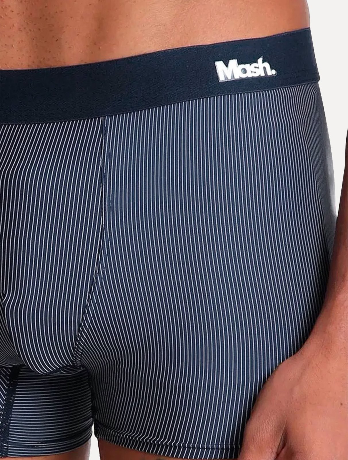 Vista 3 Cueca Mash Boxer Microfibra Risca de Giz azul marinho MASH azul marinho