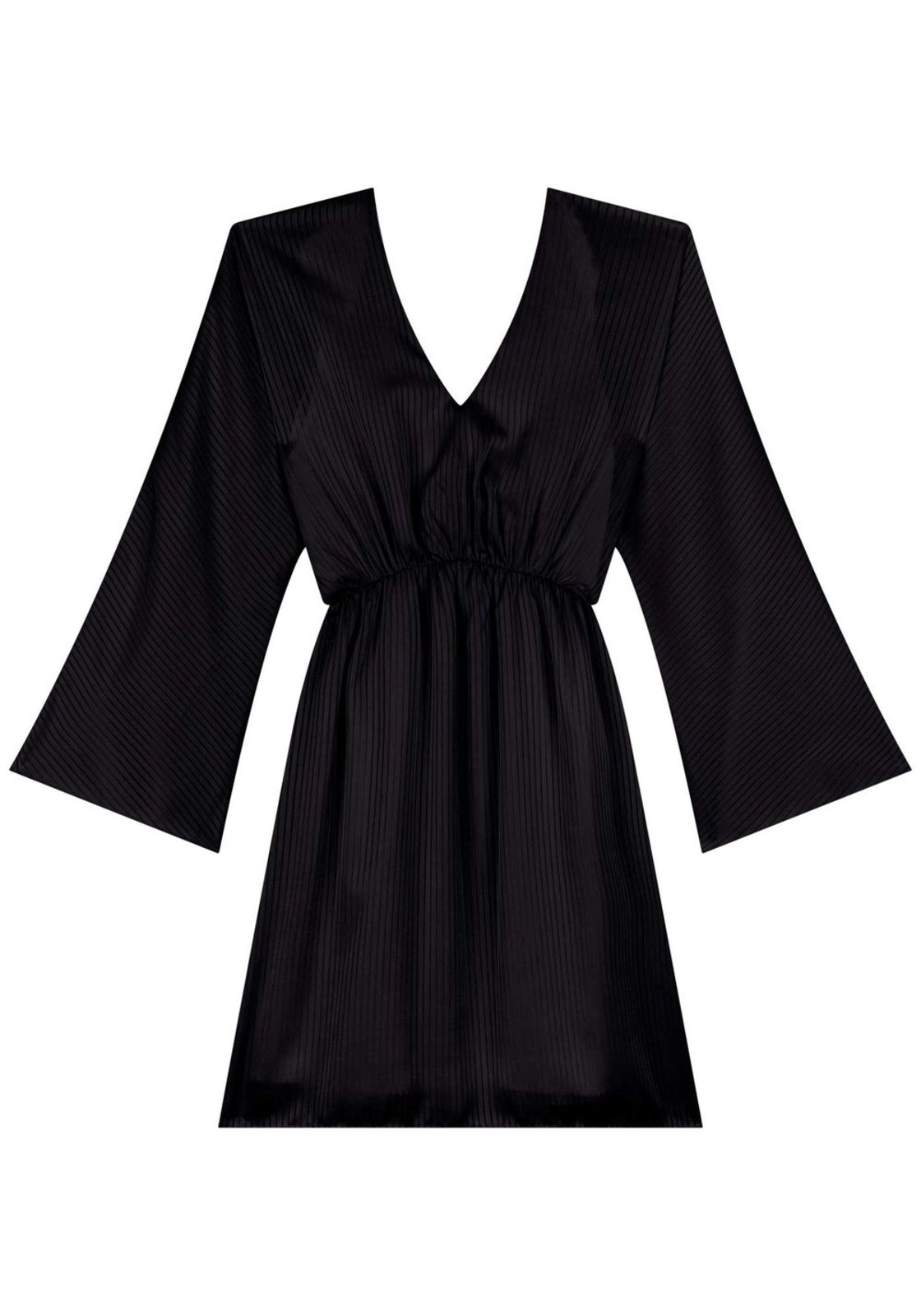 Vestido Lez a Lez Curto De Mangas Longas Com Elástico Na Cintura