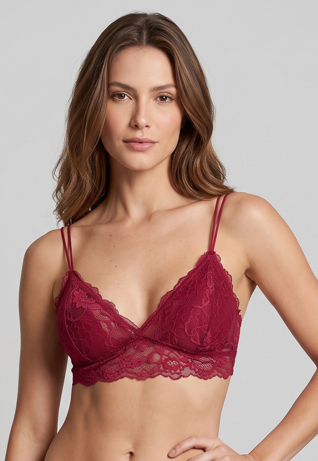 Sutiã Feminino Hope Renda Com Bojo Removível Vinho