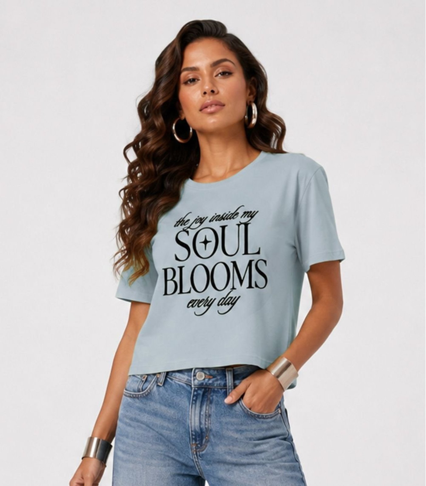 Blusa Feminina Com Estampa De Frase Infinita Cor Azul