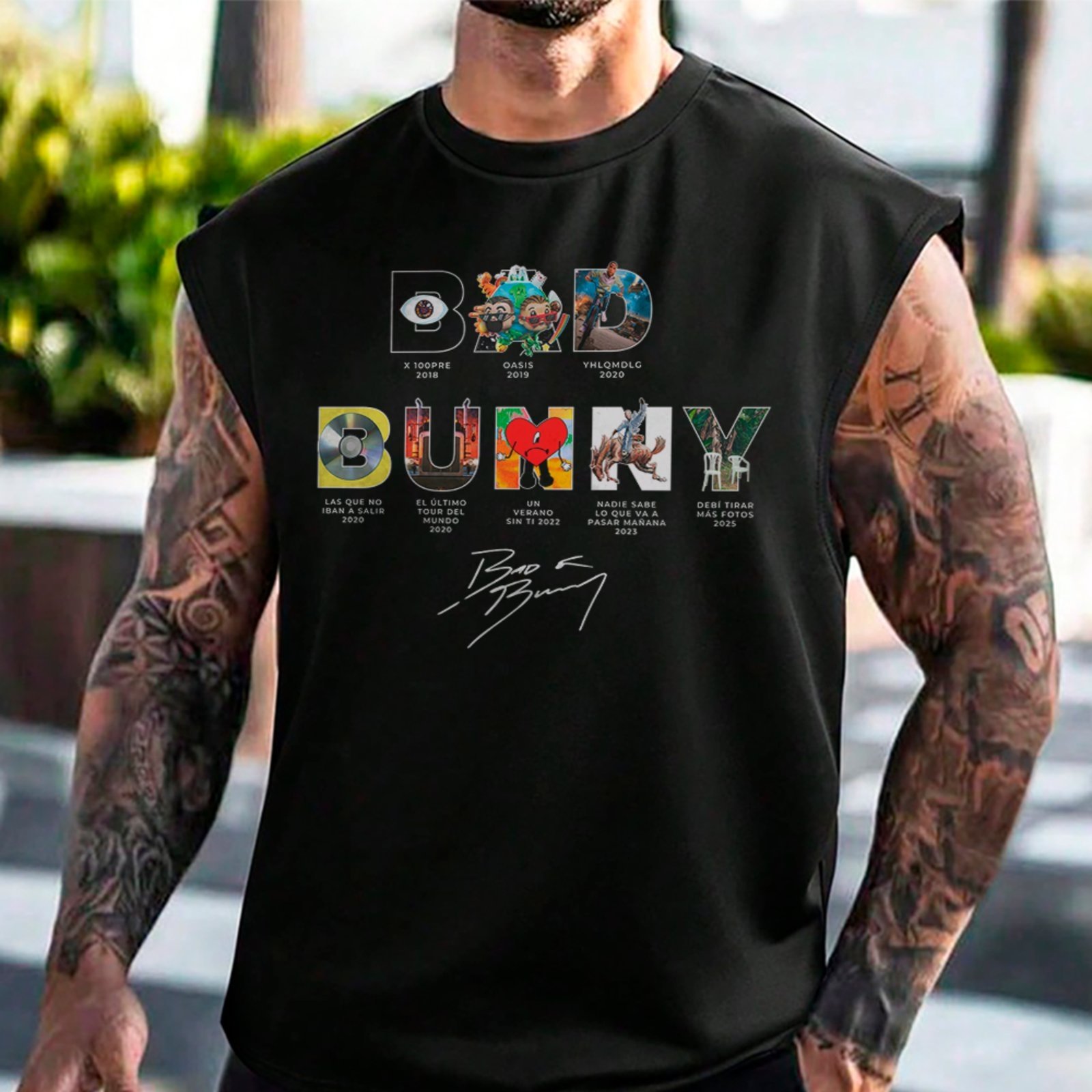 Camiseta Regata Machão Álbum Collection Tours Hype Bad Bunny Preto