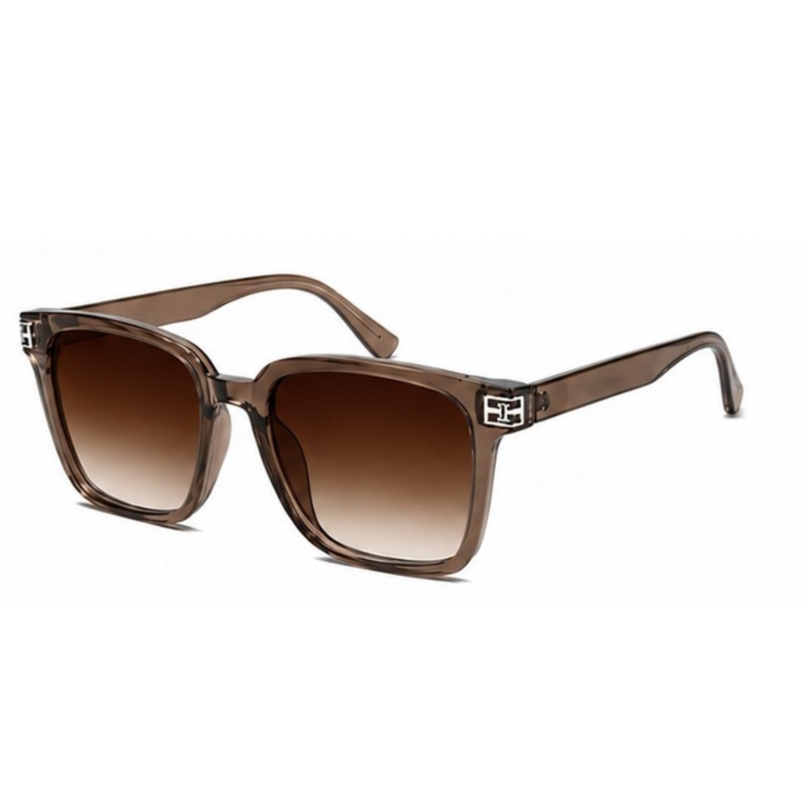 Óculos de Sol Feminino Quadrado Oversized UV400 Elegante Casual Marrom