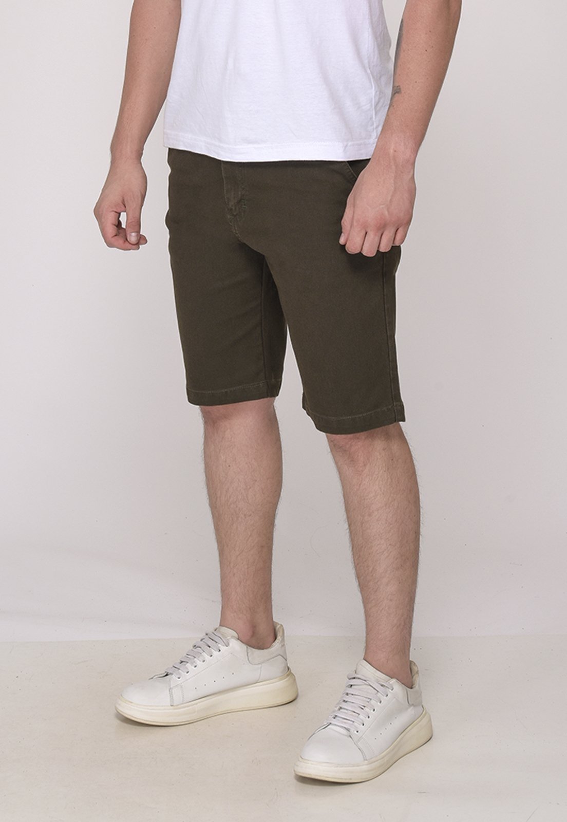 Bermuda Sarja Casual Masculina Conforto Elastano 7792 Verde