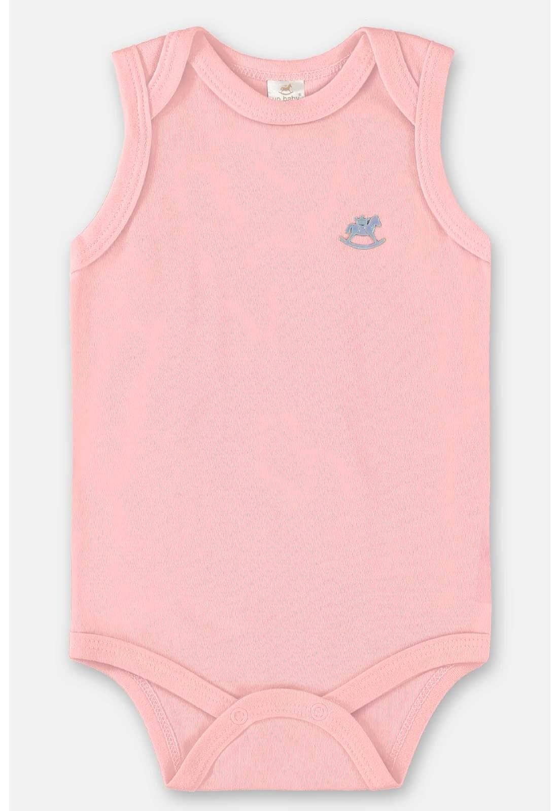 Infantil - Body Regata em Suedine Unissex Up Baby Rosa