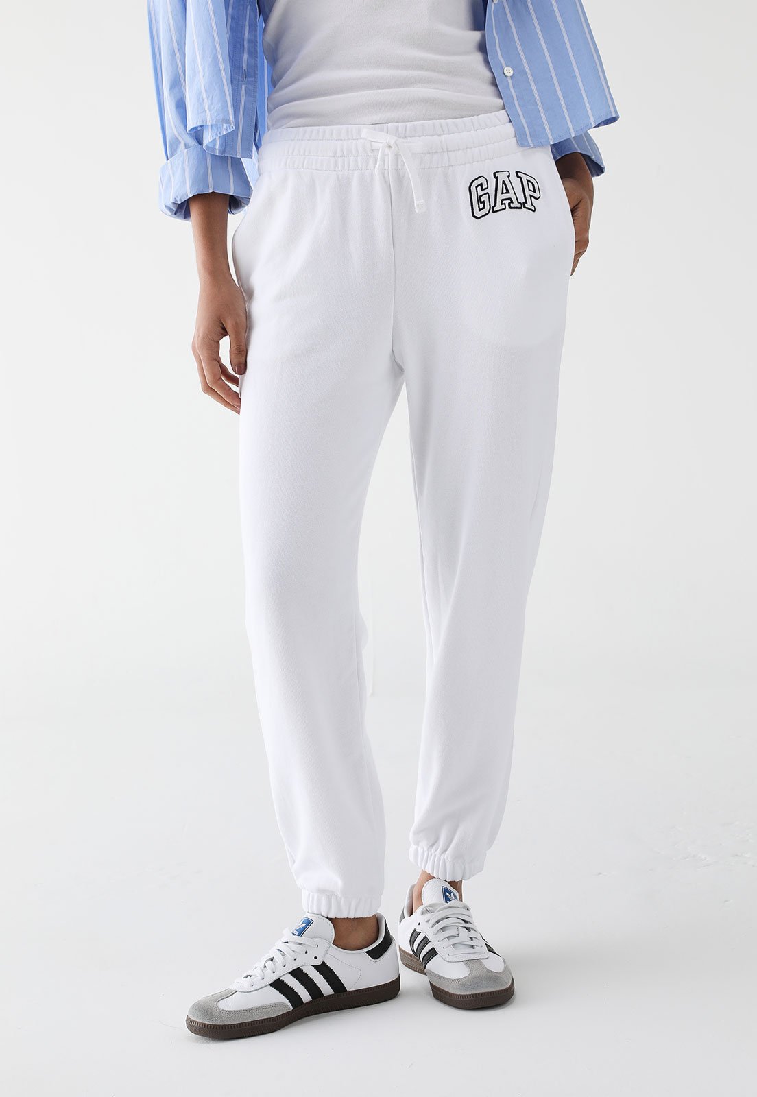Calça de Moletom GAP Jogger Optic Logo Branca