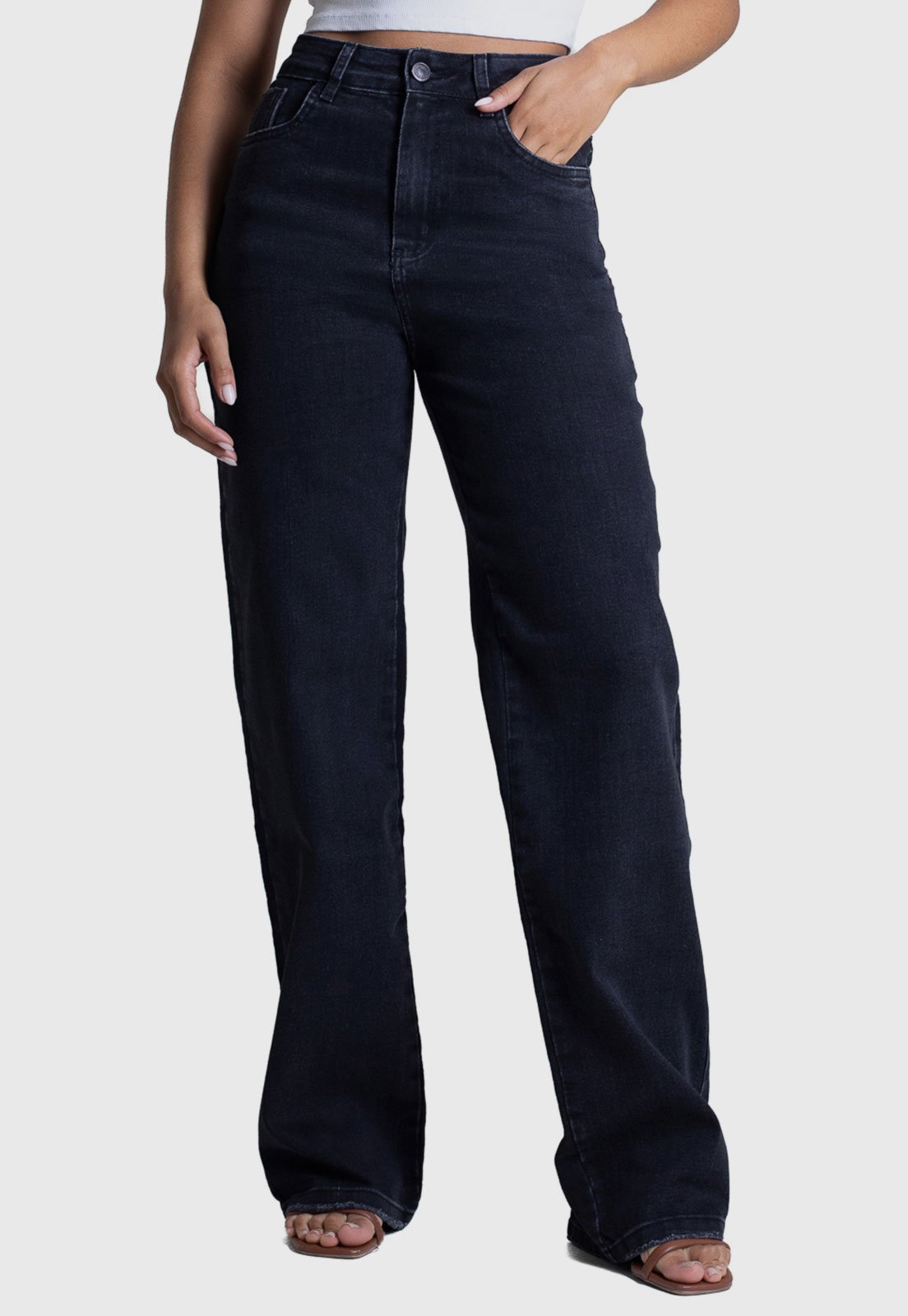 Calça Feminina Sawary Jeans Reta Azul