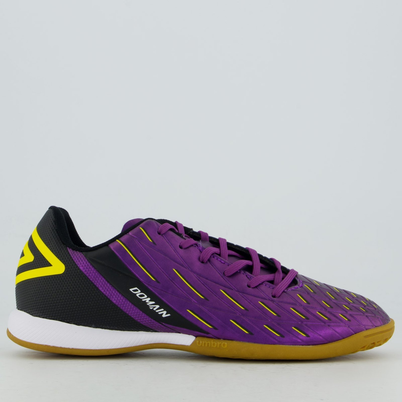 Vista 2 Chuteira Umbro Domain Futsal Roxa e Preta roxo Umbro roxo