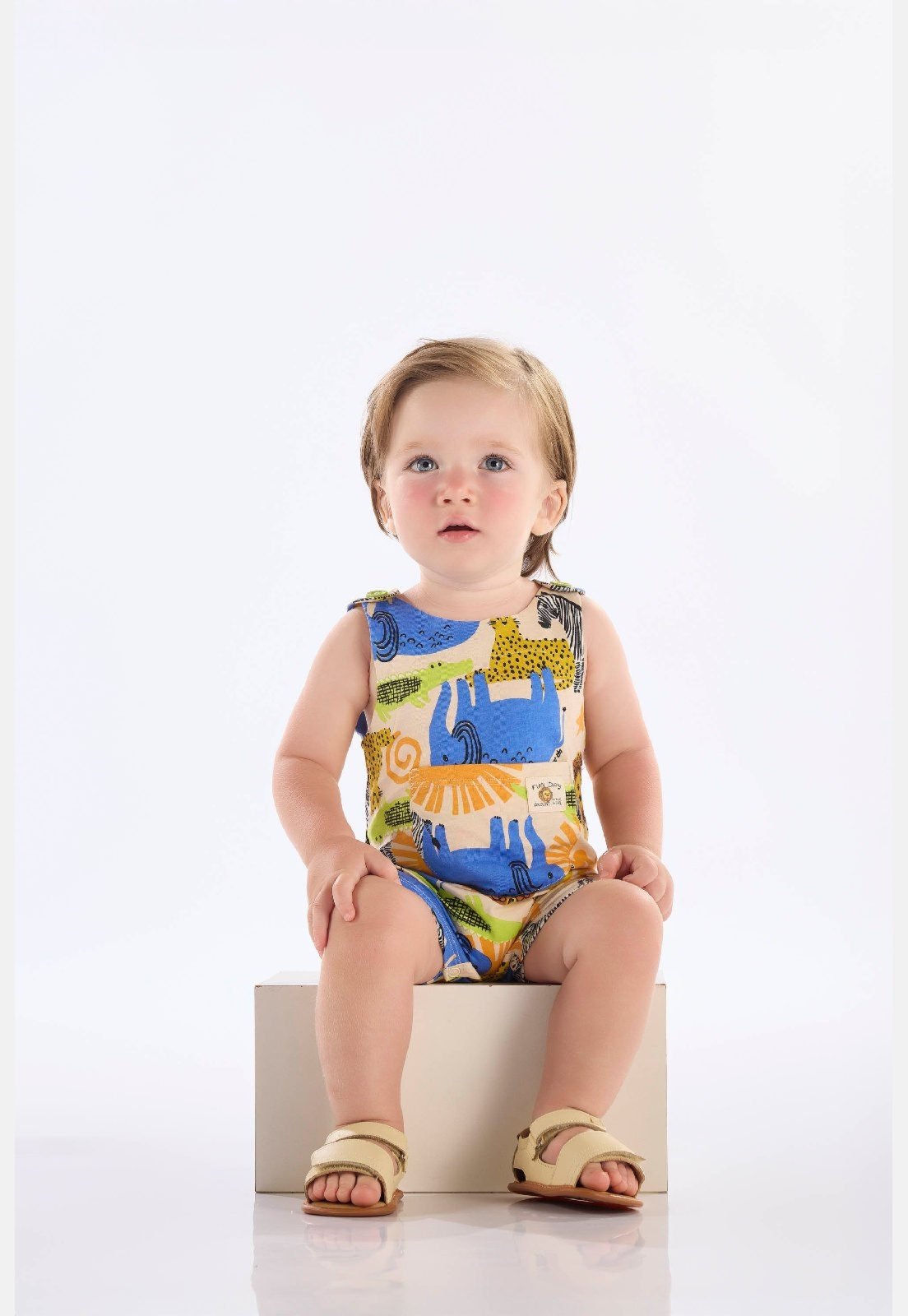 Infantil - Macaquinho Menino em Algodão Up Baby Branco