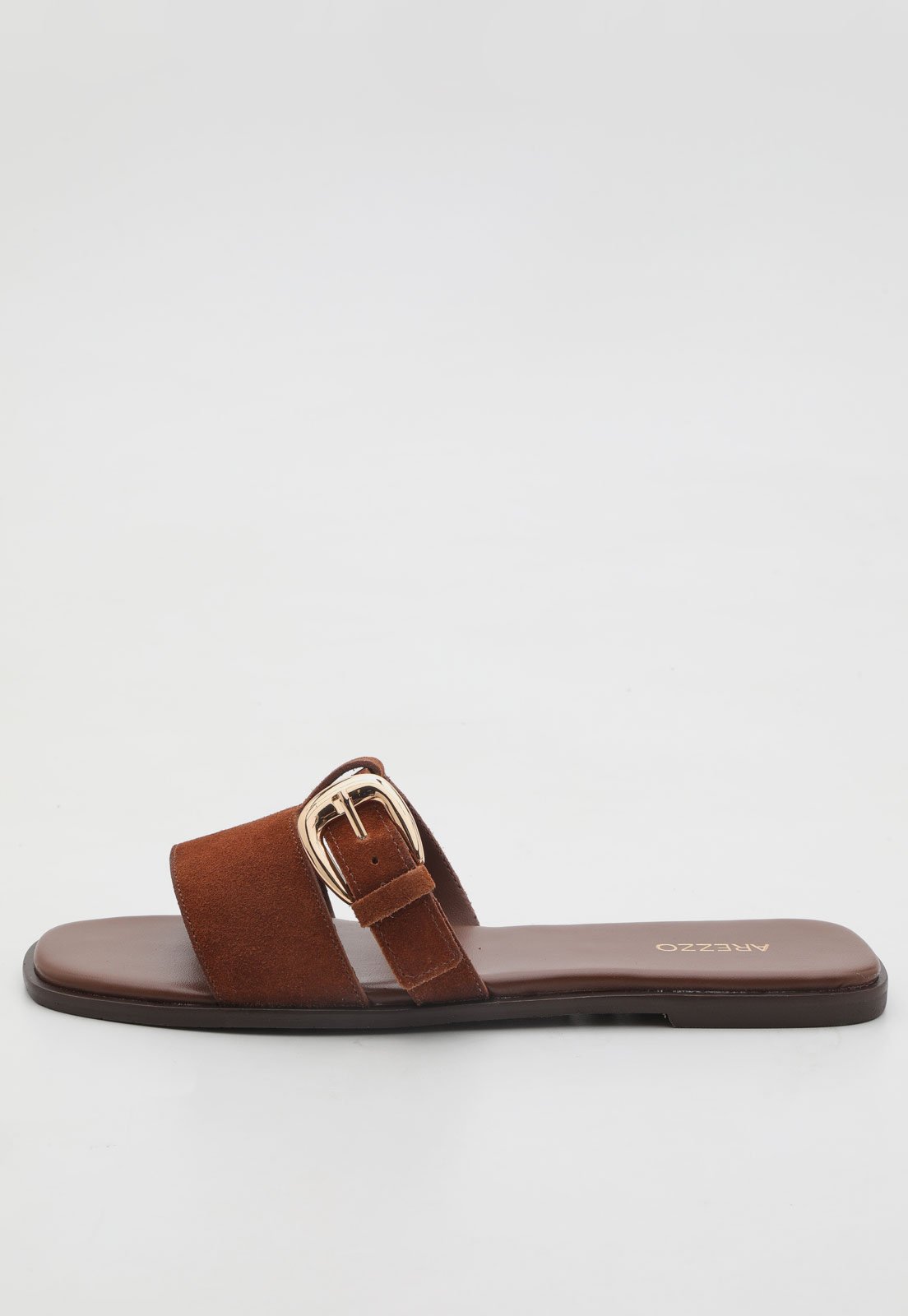 Rasteira Feminina Arezzo Couro Fivela Marrom