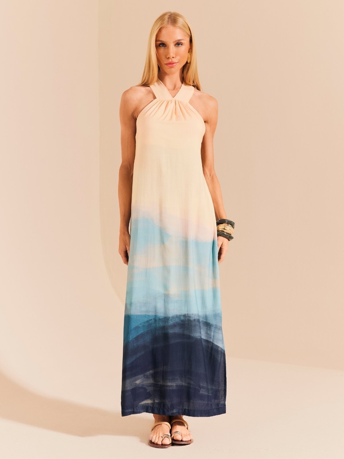 Vestido Longo Viscose Céu de Quartzo SP1743BQ