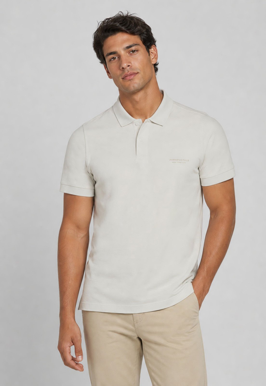 Camisa Polo Masculina Aeropostale Logo Bege