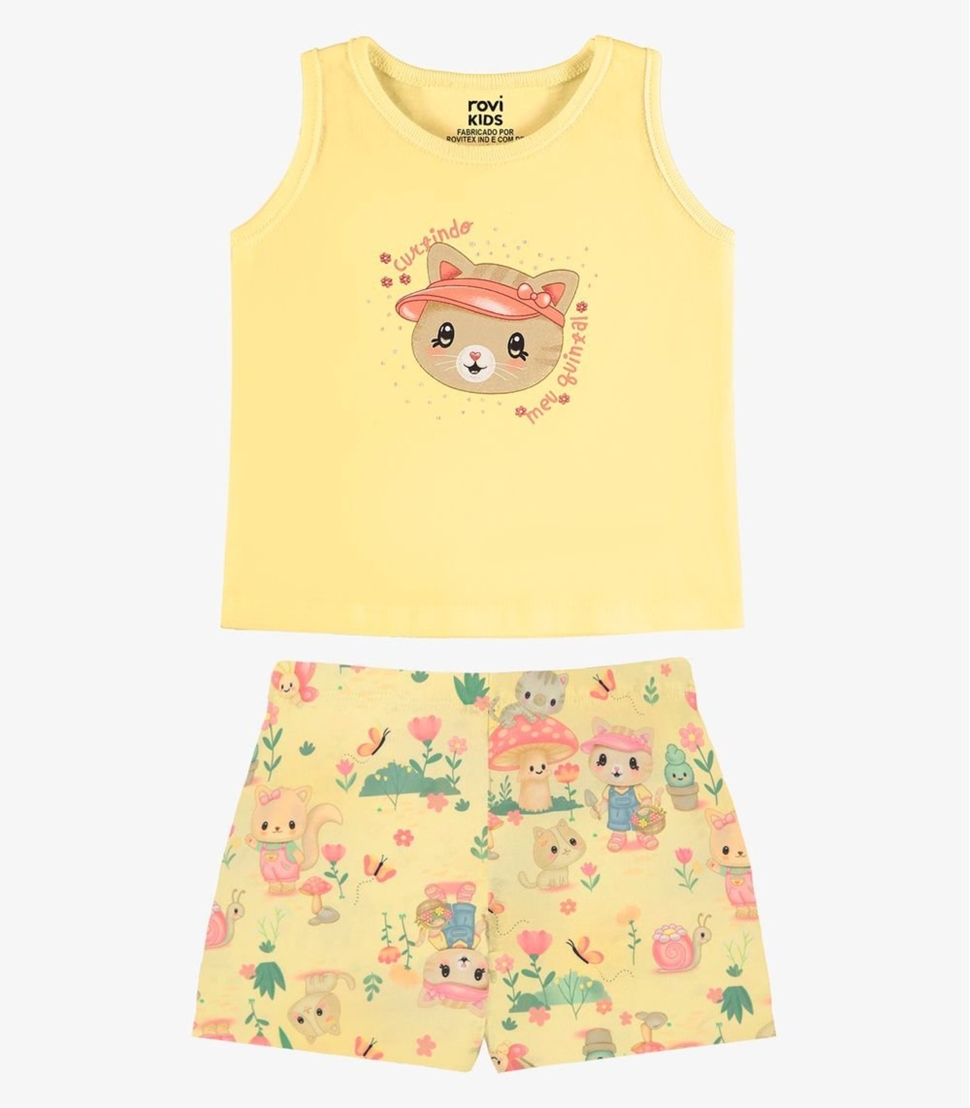 Infantil - Conjunto Feminino Regata Com Shorts Rovi Amarelo
