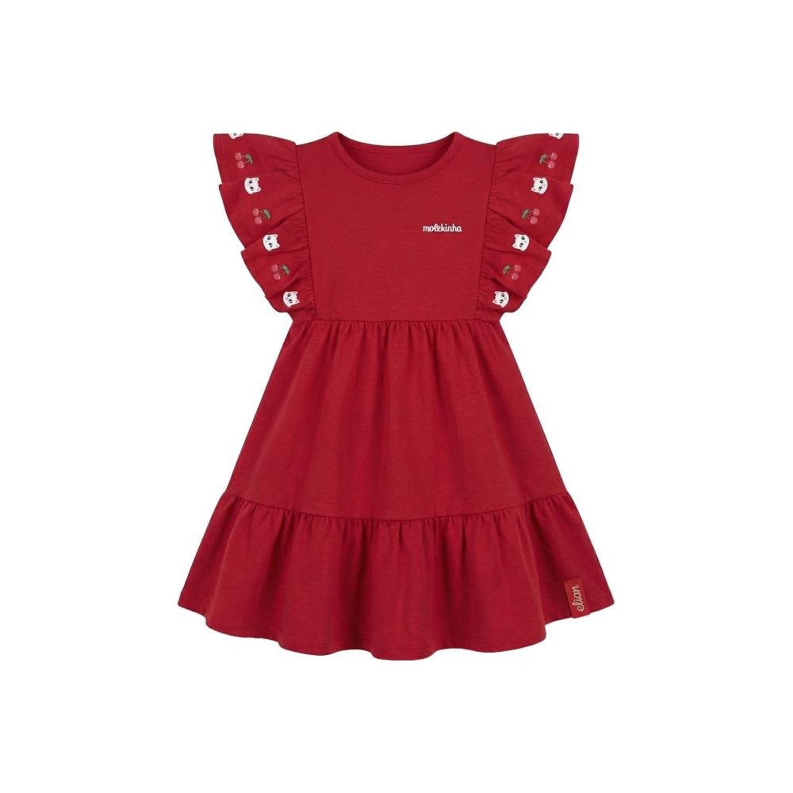 Infantil - Vestido Babados Estampa Cereja Elian Vermelho 1 Vermelho