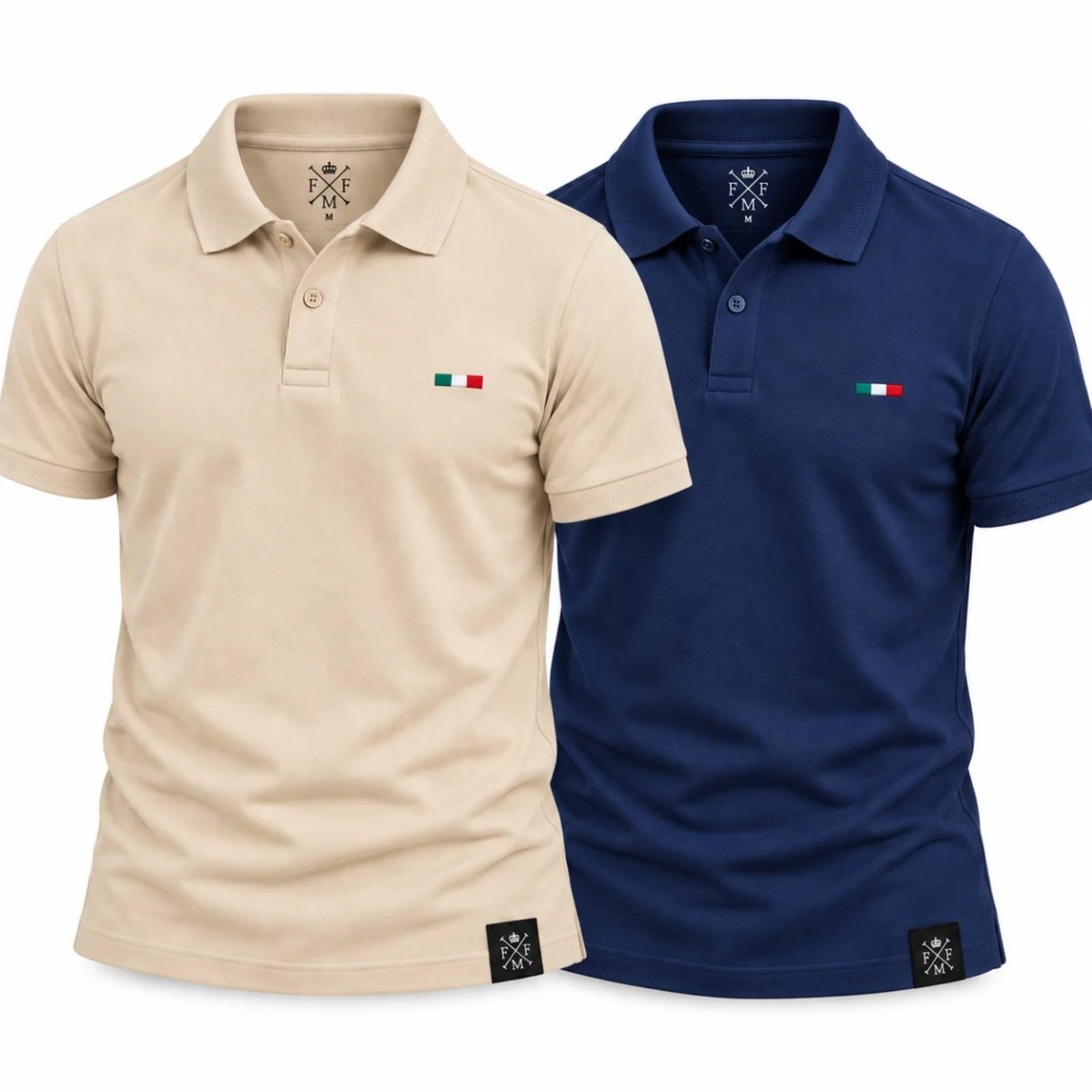 Kit 2 Camisas Polo Masculinas FMF Bordado Itália Marinho
