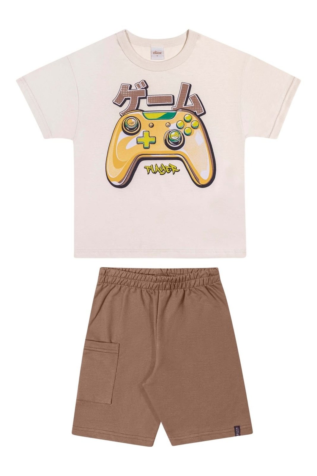 Infantil - Conjunto Menino Estampa Gamer Elian Bege