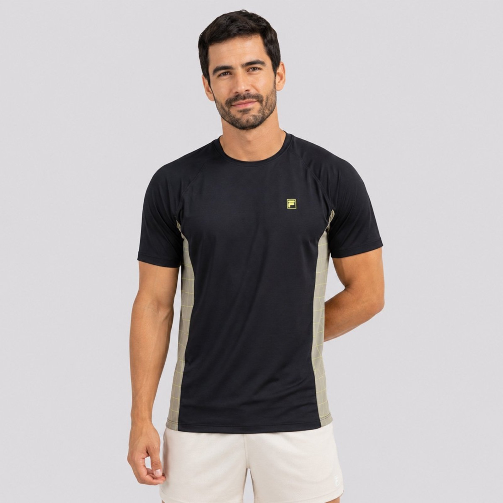 Camiseta Fila Grid Match Preta e Verde
