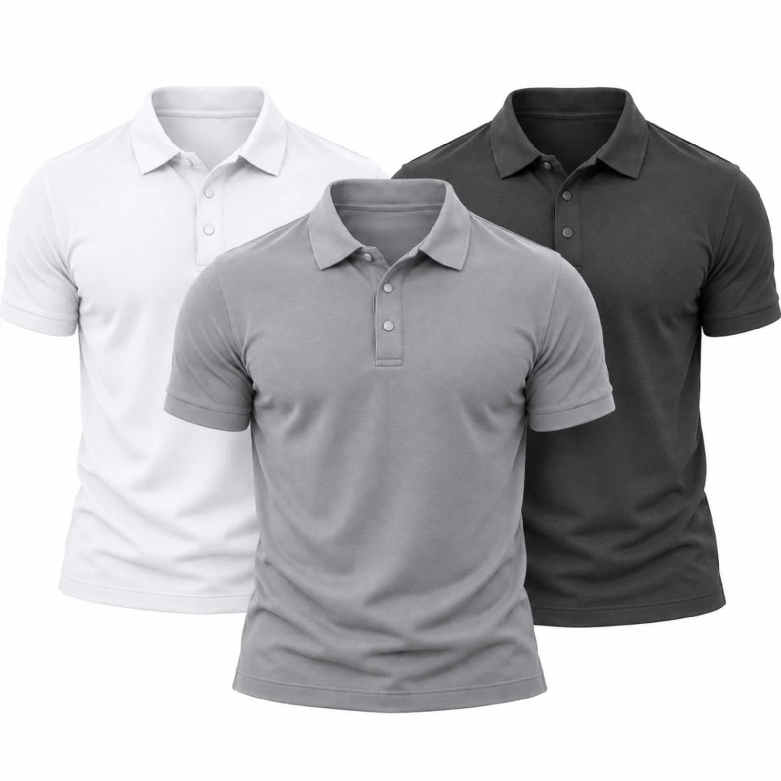 Kit 3 Camisas Polo Poliamida Masculina Básica Premium Colorido