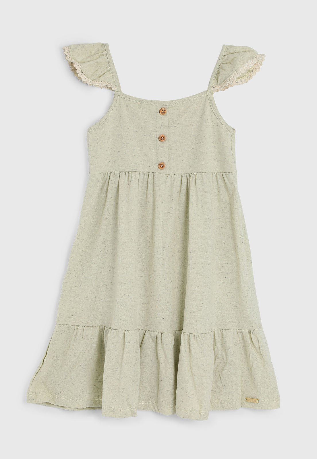 Infantil - Vestido Colorittá Alças Finas Babado Bege